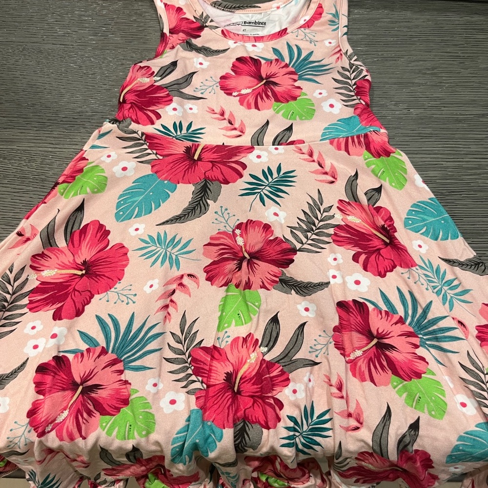 Pure Bambinos Bamboo Pink and Red Sleeveless Sundress Scoop Neck Casual